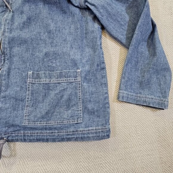 Duck Head Full Zip Hoodie Chore Jacket Women's Size Large Blue Chambray EUC - Picture 2 of 13